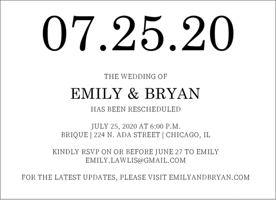 Large Date Postponement Cards